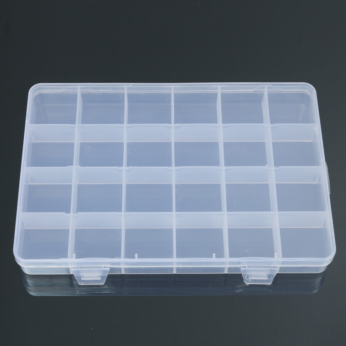 

24 Grids Clear Plastic Adjustable Jewelry Storage Container DIY Crafts Organizer Dividers Box
