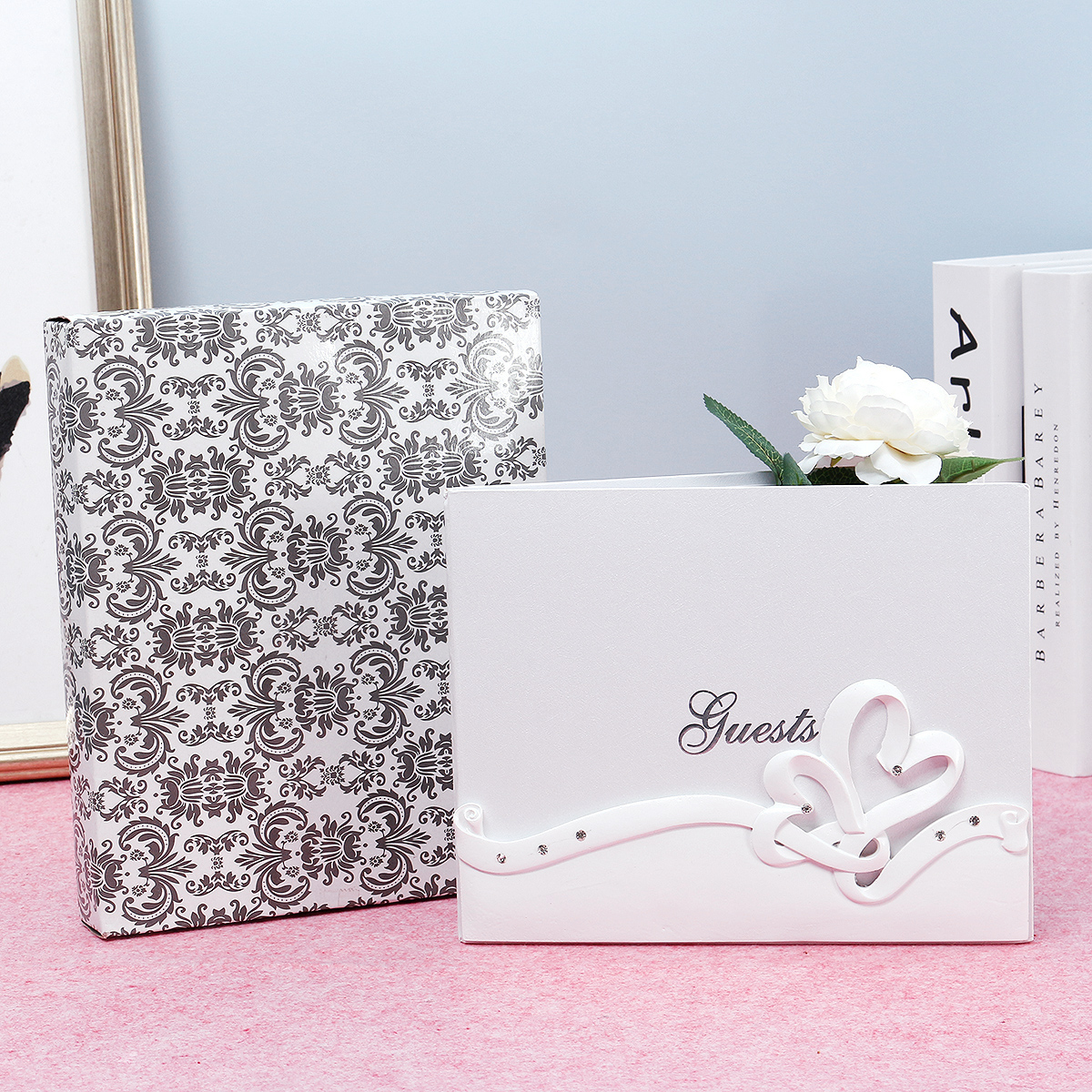 

25 x 20cm Wedding Guest Book Decor Supplies Wedding Party Signature Book Elegant Bride Bridegroom Butterfly Resin