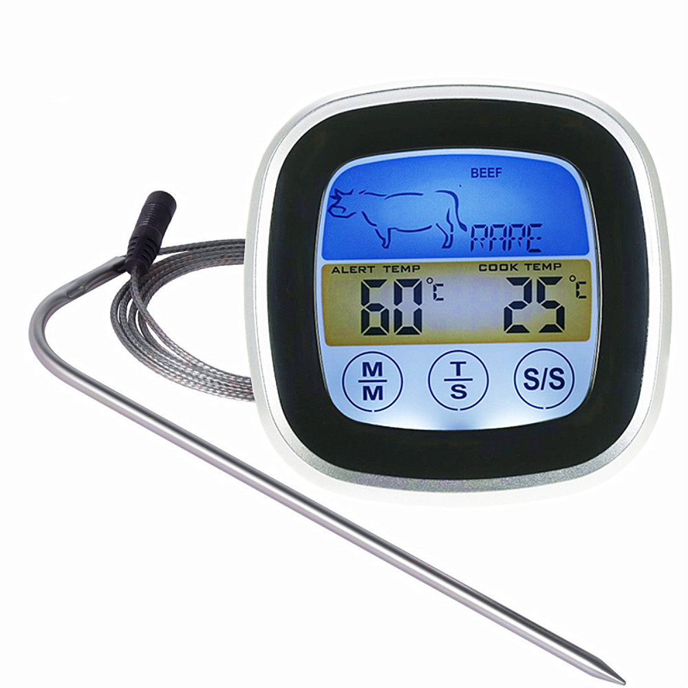 

TS-S62 Digital Meat Thermometer Oven Colorful Touchscreen Instant Read Probe Kitchen BBQ Cooking Thermometer with Timer