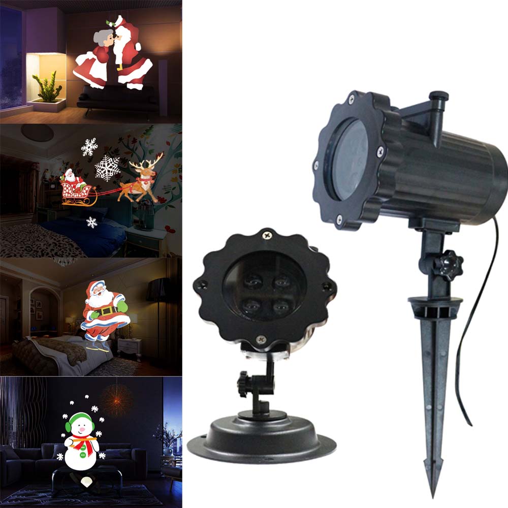 

ARILUX® 12 Patterns 4 LED Remote Santa Claus Christmas Moving Laser Projector Landscape Stage Light