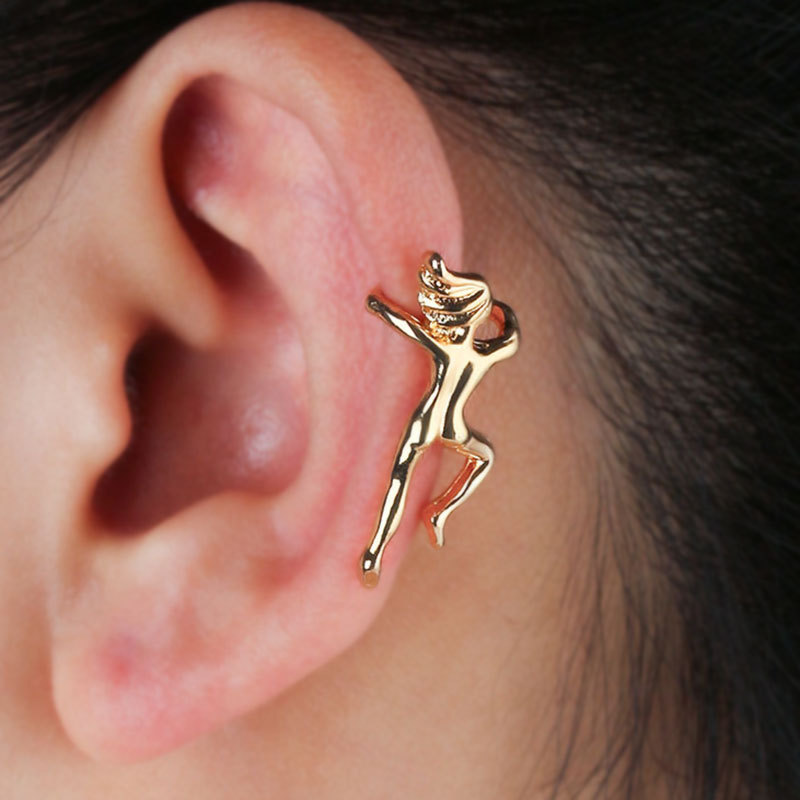 

Funny Figure Gymnast Human Shape Earring No Piercing Ear Clip Trendy Earrings for Women
