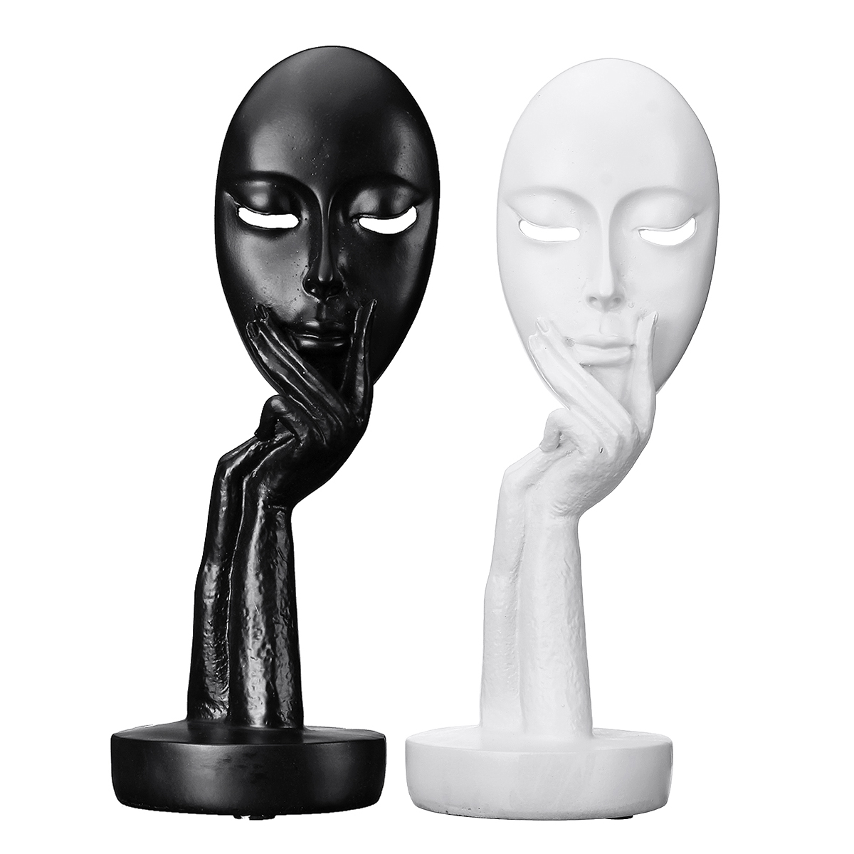

Black/White Resin Modern Women Face Thinker Statue Abstract Sculptures Characters Crafts Handmade Carving Ornament Decorations