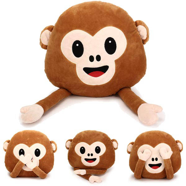 

35cm Creative Emoji Monkey With Hands Throw Pillow Plush Stuffed Cushion Office Home Sofa Decor