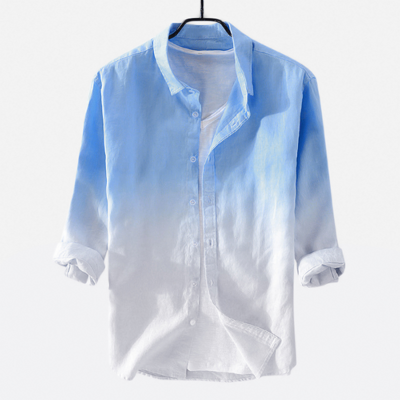 

Mens Cotton Gradient Color Three Quarter Sleeve Casual Shirt