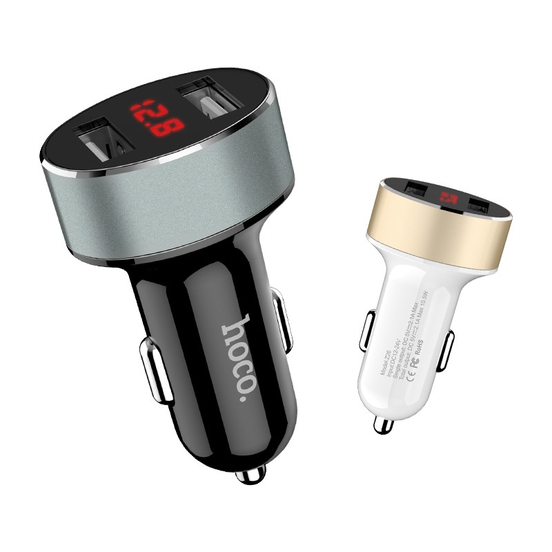 

HOCO Z26 2.1A Dual USB LED Display Car Charger for iPhone XR XS Max for Samsung Xiaomi