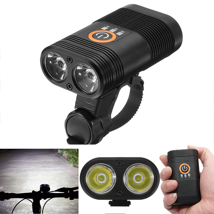 

XANES DL09 1000LM 2 x XPE LED 5 Modes Smart Power Indicator 1800mAh Rechargable 150° Wide Angle IPX6 Waterproof Bike Light