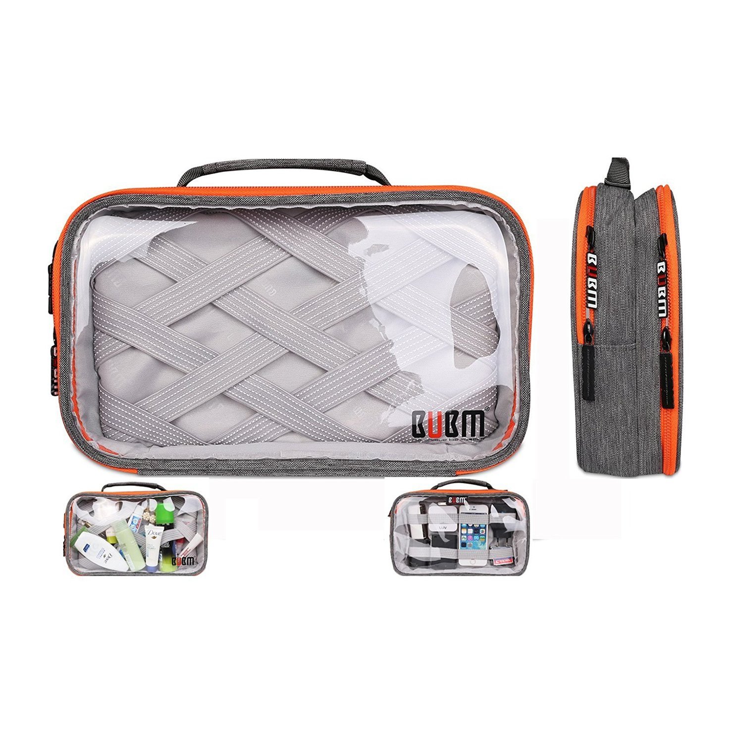

BUBM TTR Multi-functional Portable Transparent Electronics Accessories Organizer Travel Cosmetics Carrying Case Wash Supplies Storage Bag