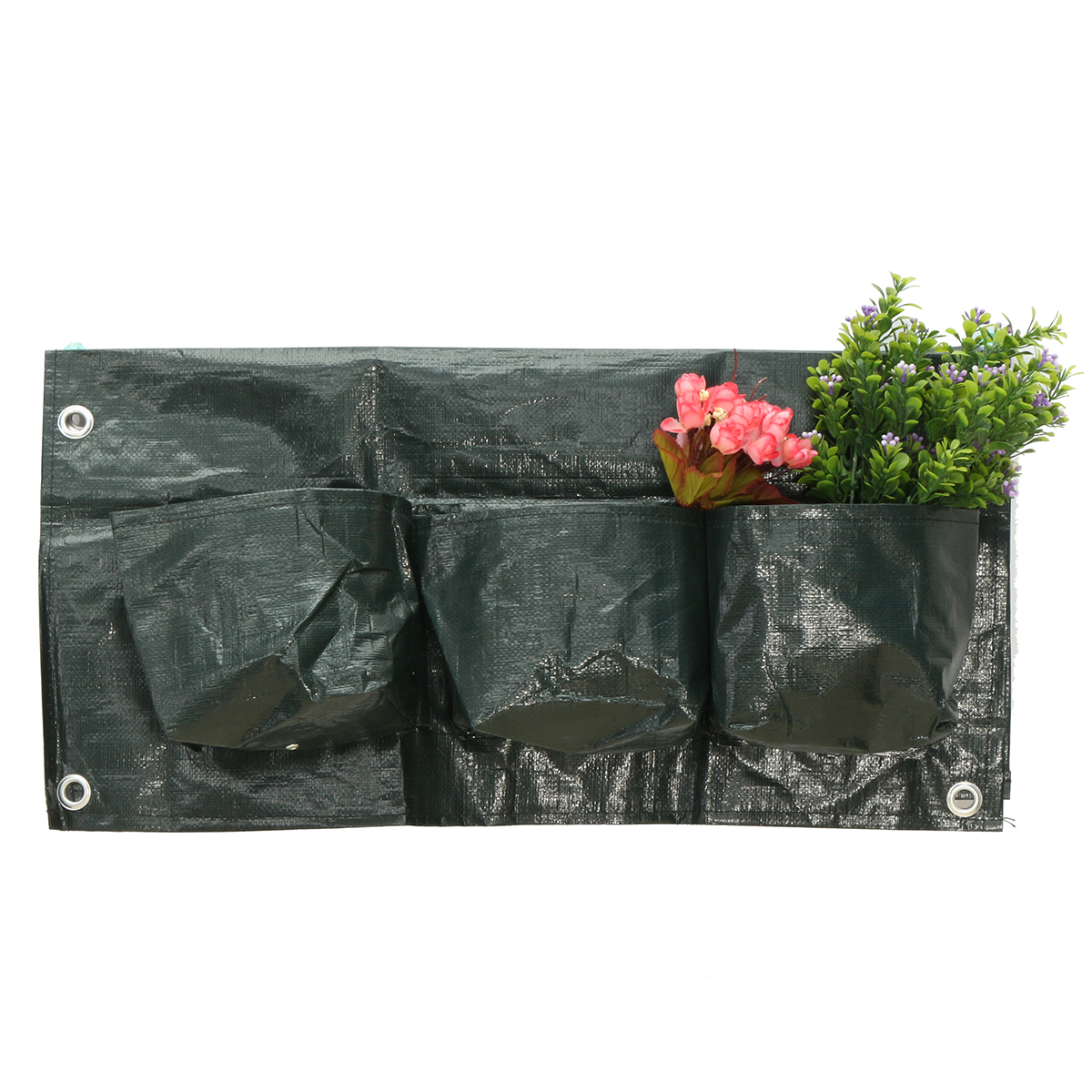 

6 Pockets Home Garden Balcony Plant Bags Hanging Flower Pot PE Planting Grow Bag