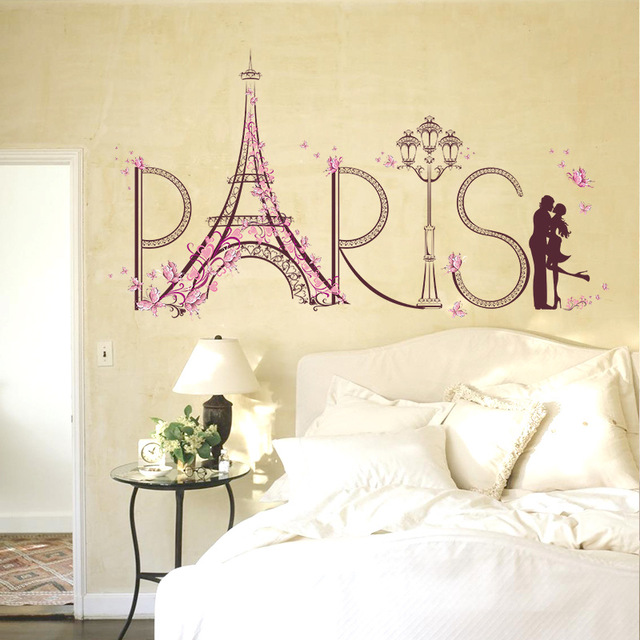 

New Hot Romantic Paris Eiffel Tower Bedroom Living Room Decoration Removable Wall Stickers Sk9007