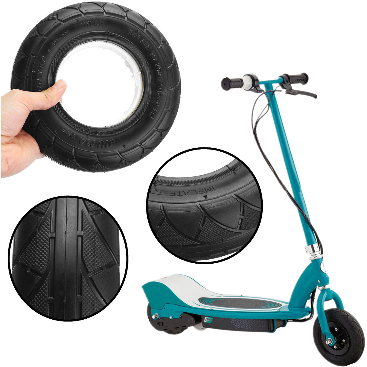 

BIKIGHT Electric Scooter Tire Cover Tyre Cross-country Tread Pattern For Razor 200x50(8" x 2")