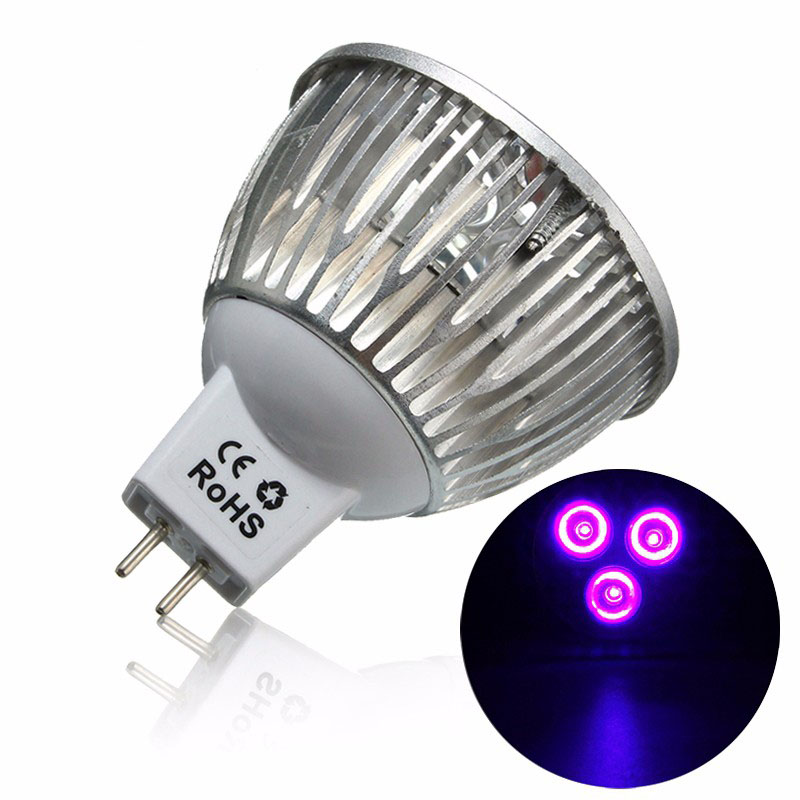 

3W MR16 LED Ultraviolet Color Purple Light Flashlight Bulb Lamp Torch AC/DC 12V