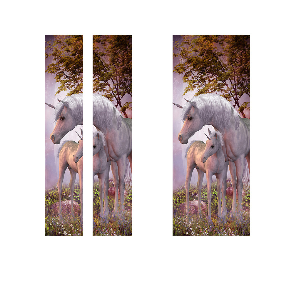 

77 * 200см ПВХ 3D дверной стикер стены Единорог в лесу DIY Домашние украшения
