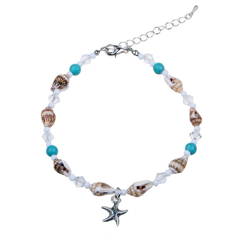 

Богемианская морская звезда Ножной браслет Природный камень из бисера Цепочка босиком Сандалии Пляжный Ноги для Женское