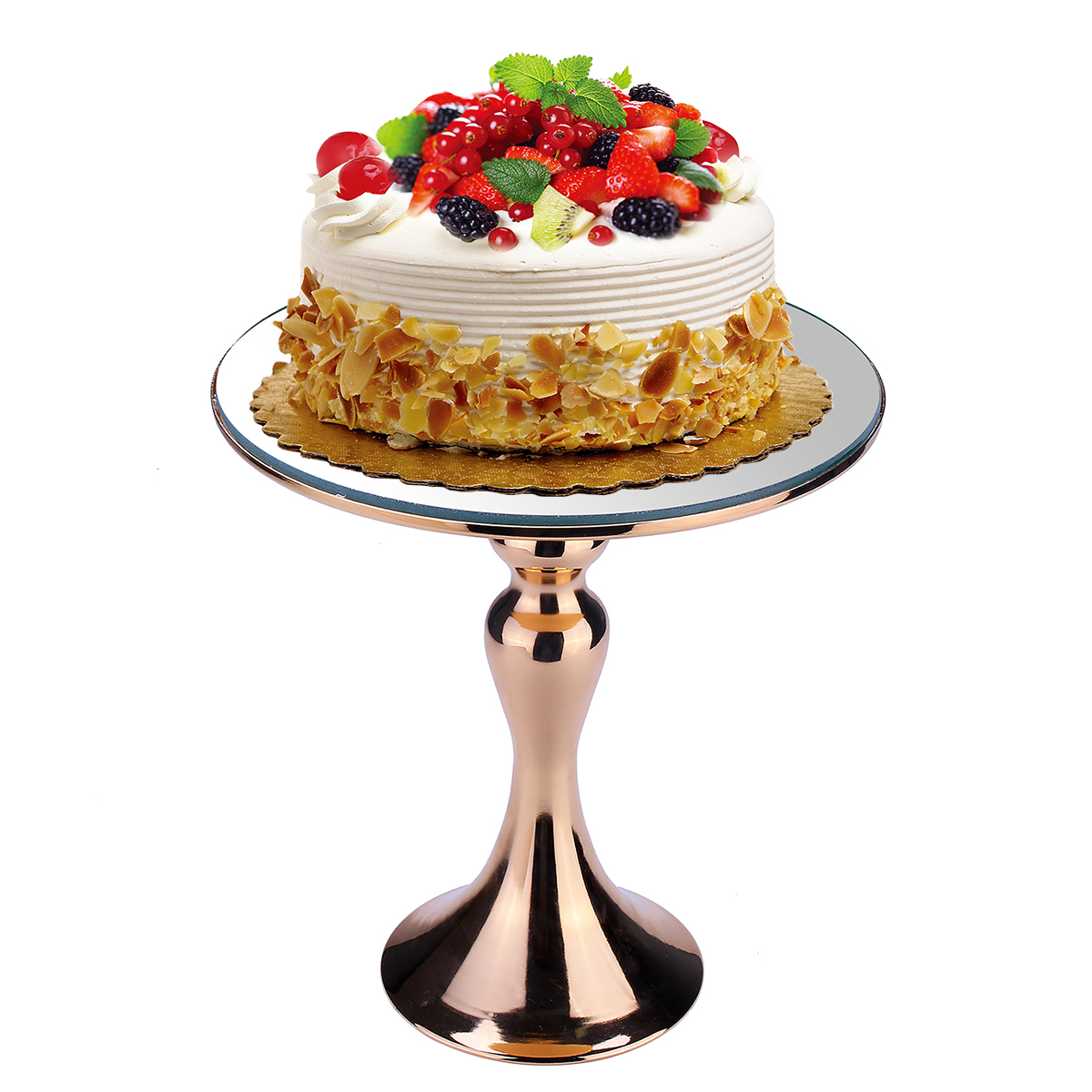 

Gold Mirror Cake Dessert Stand Holder Round Metal Wedding Party Display Decorations