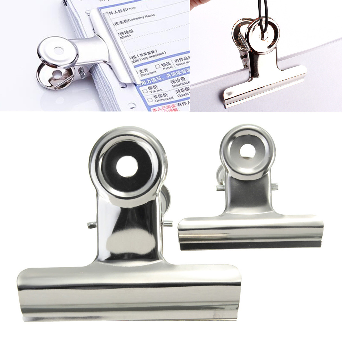 

6pcs Stainless Steel Silver Bulldog Clips Money Letter Binder Paper File Clamps