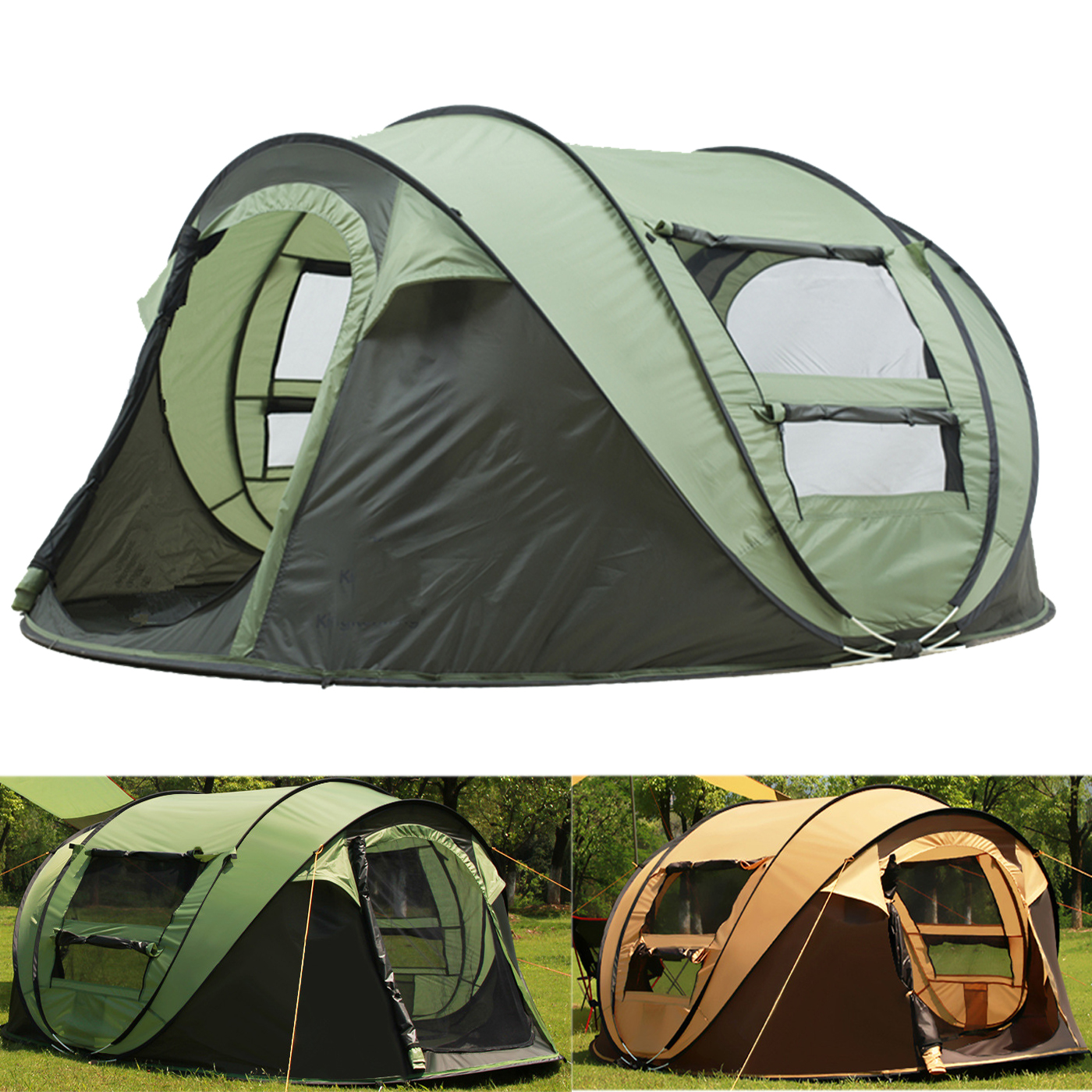 

Outdoor 3-4 Persons Camping Tent Automatic Opening Waterproof Windproof Beach Sunshade Canopy