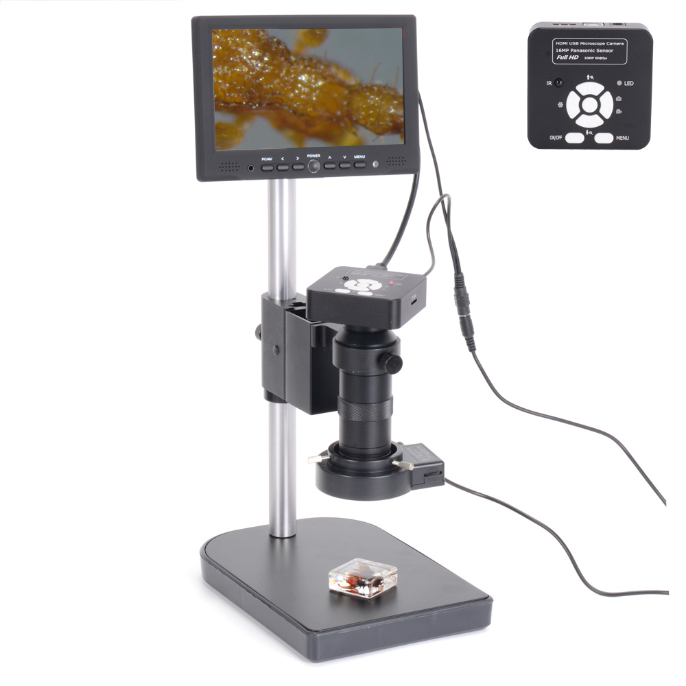 

HAYEAR 16MP 1080P USB Digital Industry Video Soldering Microscope Camera 7 Inch LCD Screen 100X C-MOUNT Lens Zoom 40 LED Light For PCB Repair