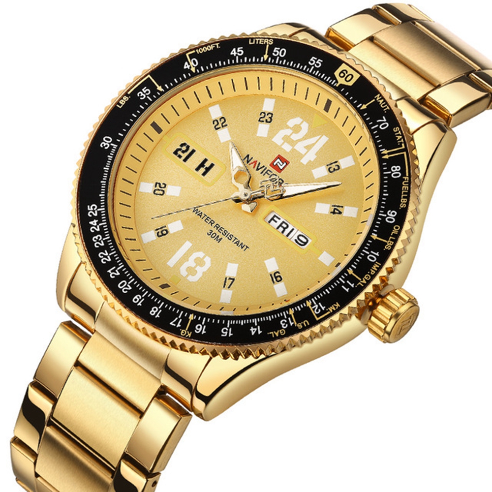 

NAVIFORCE 9102 Waterproof Sport Wristwatch Stainless Steel Band Full Auto Date Quartz Male Watch