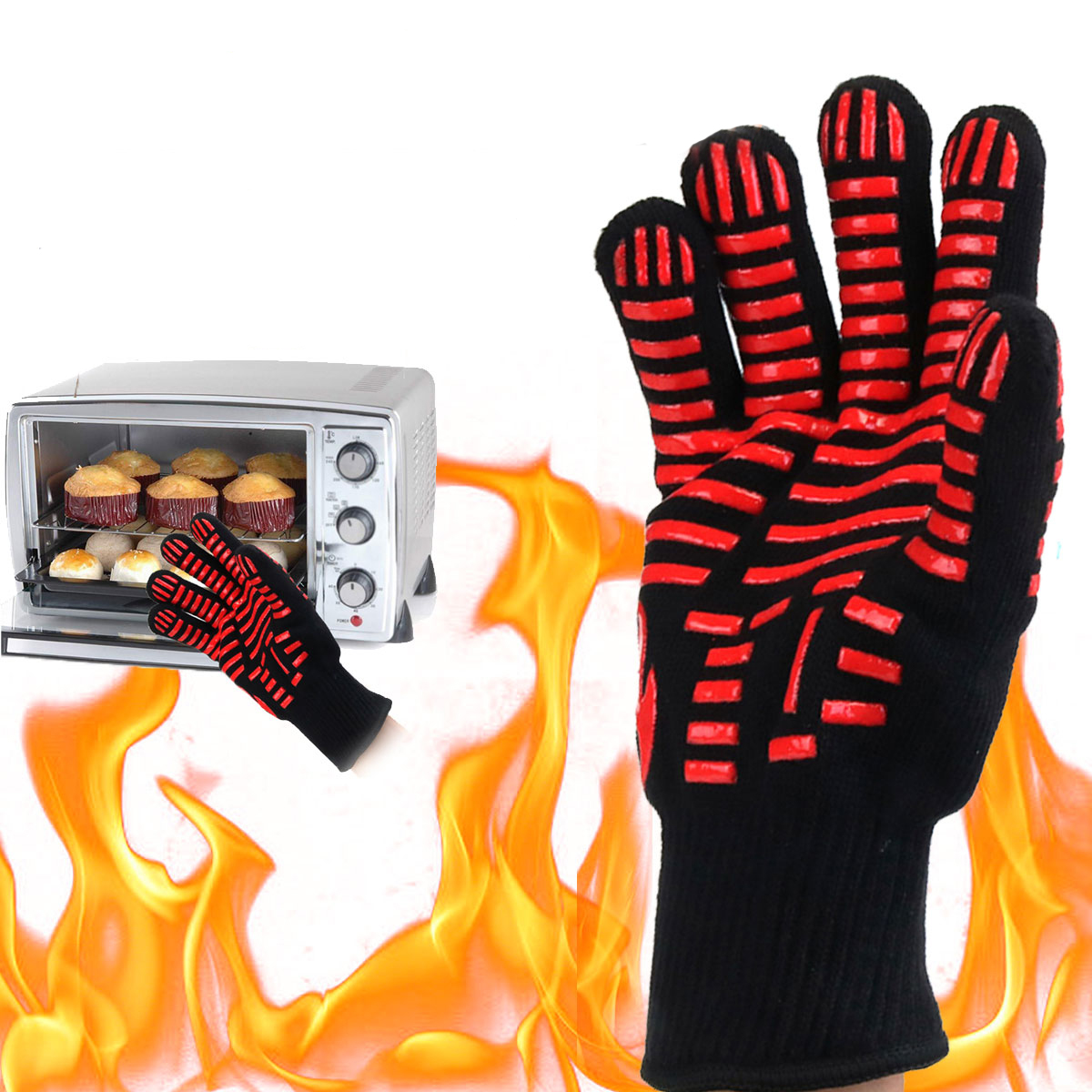 

BBQ Grill Glove 500℃ Extreme Heat Resistant Gloves Cooking Baking Gloves Camping Picnic