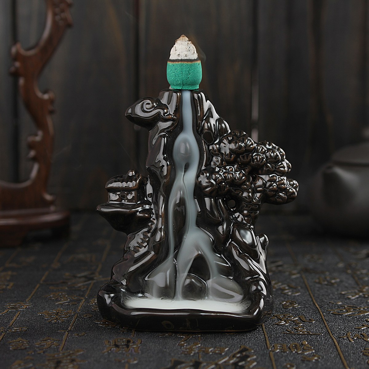 

Ceramic Backflow Incense Cone Burner Holder Mountain Fragrance Fragrant Home Censer Decor