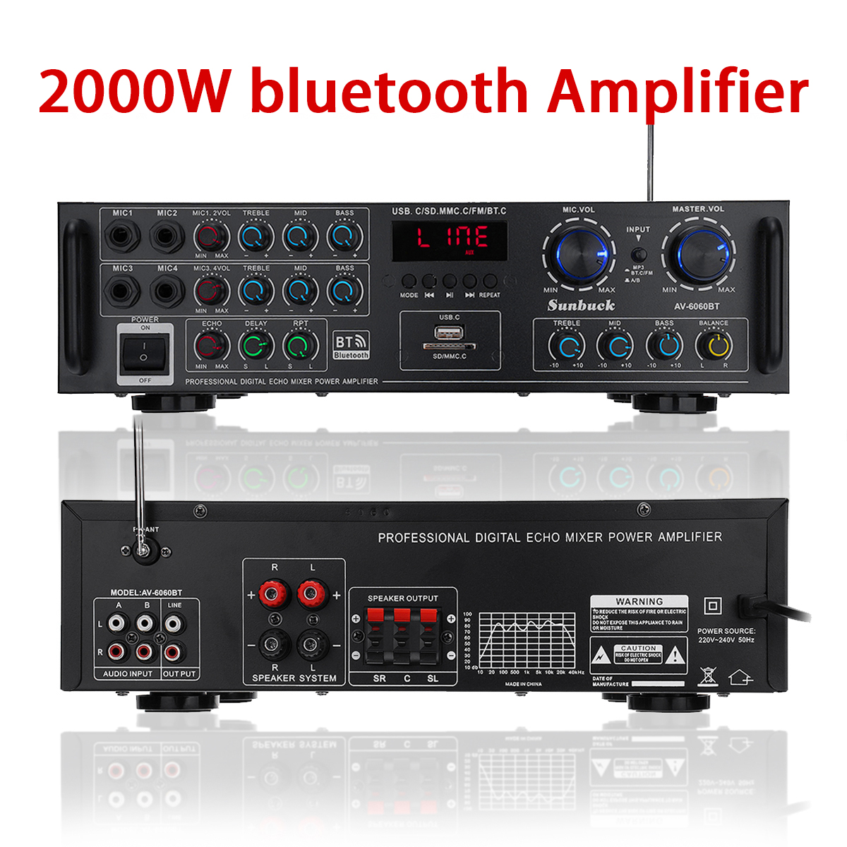 Find bluetooth 5.0 Amplifier Audio Power Amplifier TF Card AUX U Disk Professional Digital Echo Mixer Power Amplifier for Sale on Gipsybee.com with cryptocurrencies