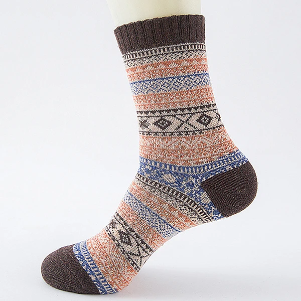 Ethnic Knitted Calf-high Woolen Socks Comfortable Soft Breathable Soft Stockings