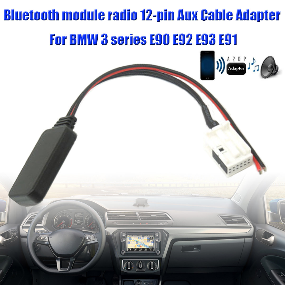 Semoic Car Module Music 12-Pin Auxiliary Receiver Aux Audio For 3 Series E90 E92 E93 E91