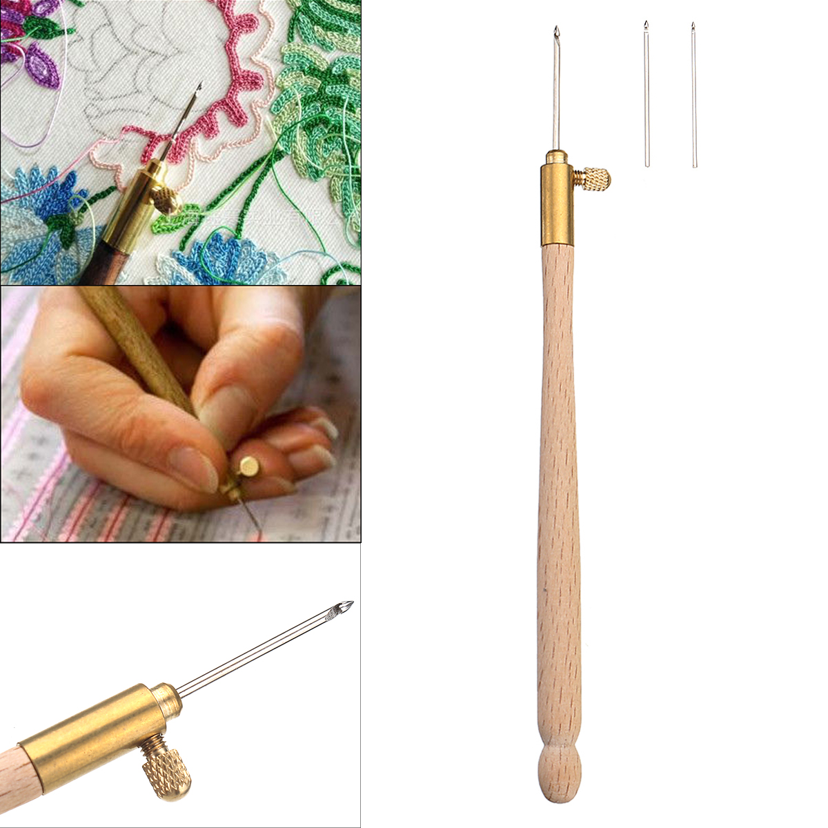 

70 90-100 Embroidery Tambour Hook Needle with 3 Needles Beading Crochet Set Tool Kit