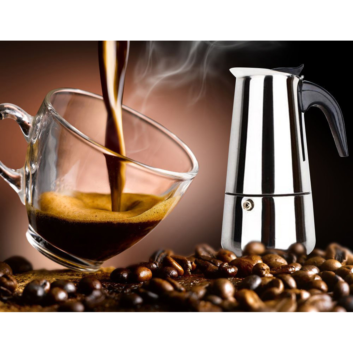 Espresso Moka Coffee Maker Pot Percolator Stainless Steel Electric Stove Electric Coffee Kettle 30