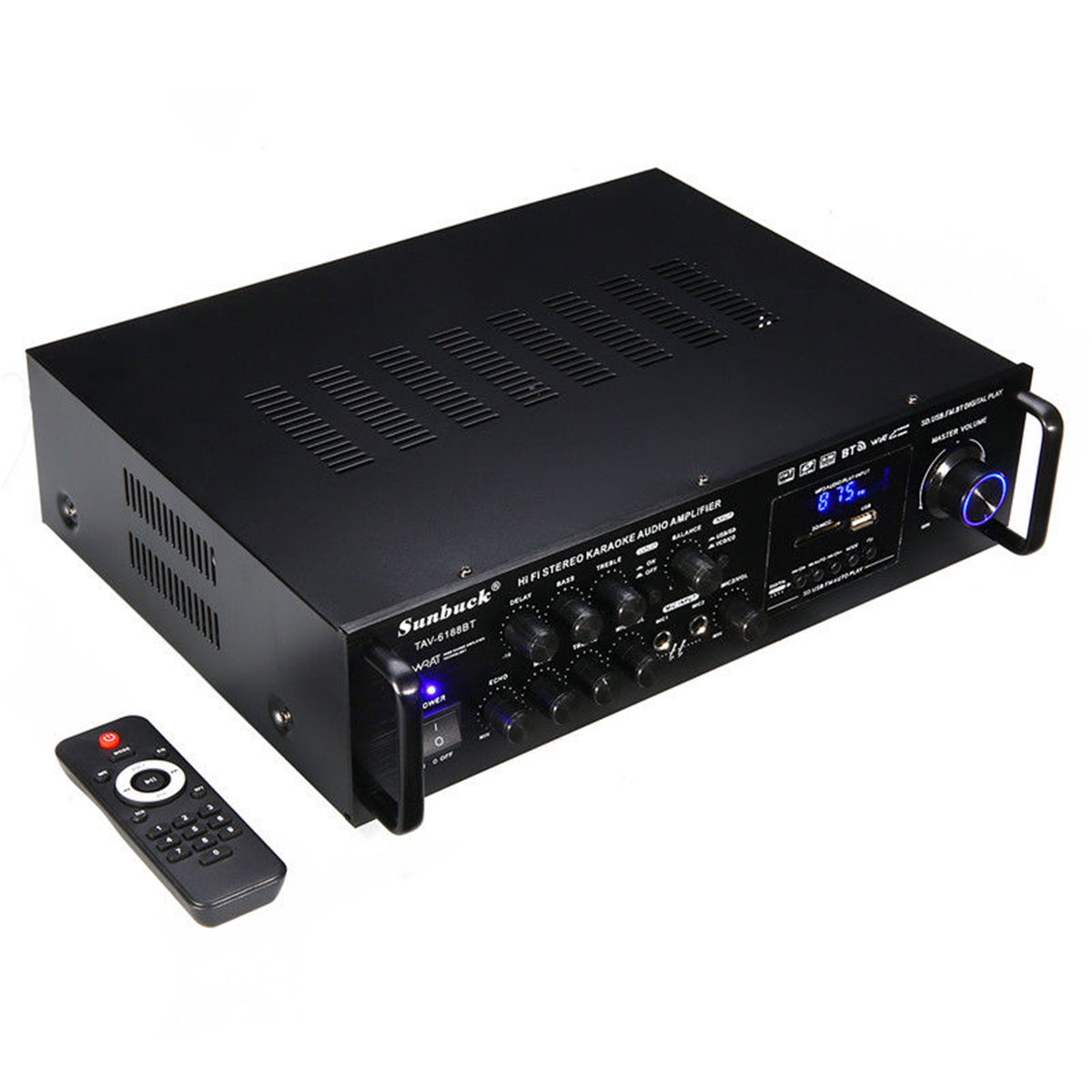

2000W 5CH 110V Bluetooth Amplifier Receiver Mixer Echo System HIFI Mic Home Car