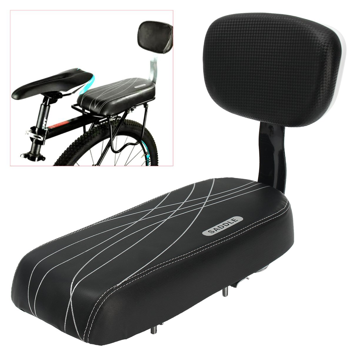 

BIKIGHT Black Bicycle Comfort Gel Bike Seat Pad Cushion Cover Back Rest 13'' Wide Saddle