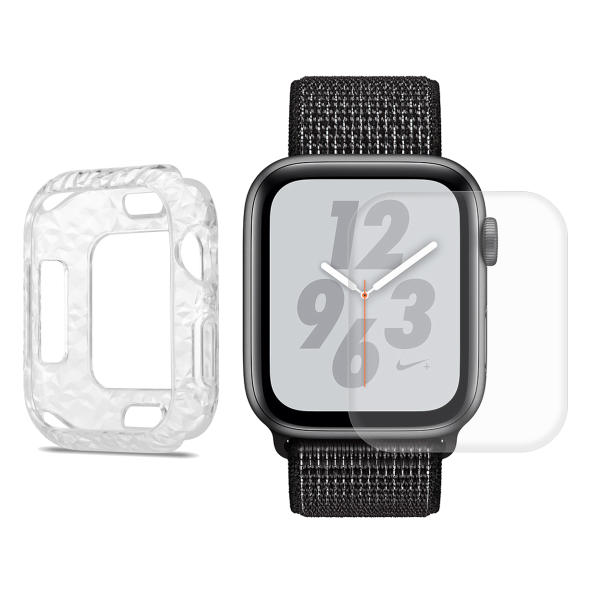 

Enkay Diamond Pattern Soft TPU Watch Cover+3D Curved Edge Hot Bending Watch Screen Protector For Apple Watch Series 4 40mm