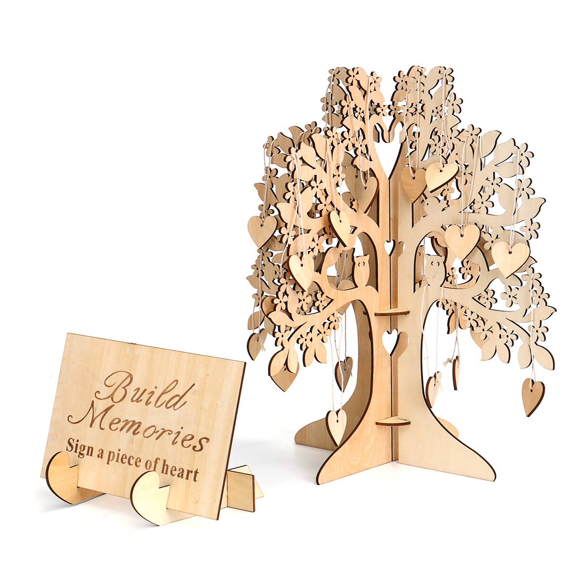 

DIY Wedding Book Tree Marriage Guest Book Wooden Tree Hearts Pendant Drop Ornaments Decorations