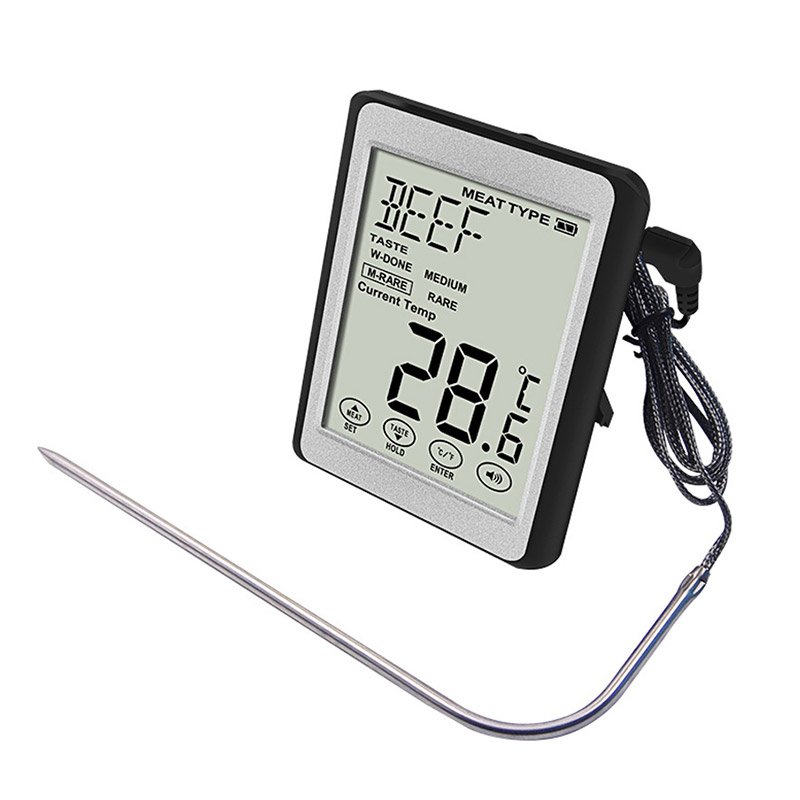 

Minleaf CH-210 Thri-Color Backlight Alarm BBQ Thermometer Probe Type Touch Screen Electronic Food Thermometer