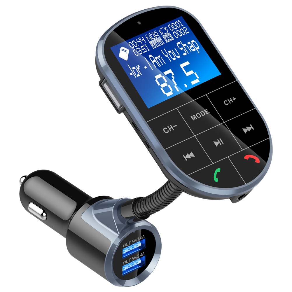 

bluetooth 4.2 FM Wireless Radio Transmitter Adapter Dual USB Car Charger with Handsfree Calling A2DP Aux