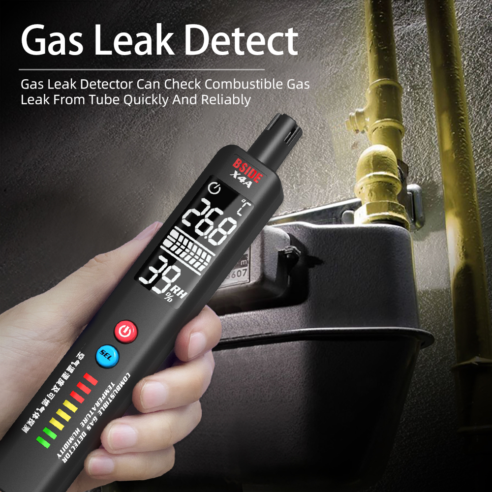 Find BSIDE X4A Combustible Gas Leak Tester Air Temperature Humidity Tester Portable Natural Gas Sniffer Combustible Gas Propane Methane Butane with 8 LED Indicators for Sale on Gipsybee.com with cryptocurrencies