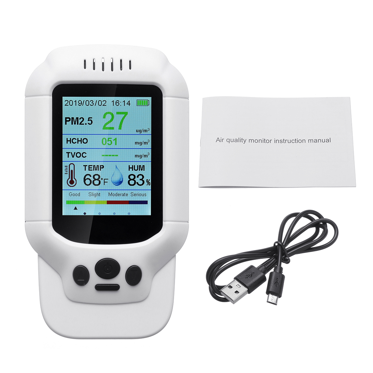 

Air Quality Detector Tester LCD Indoor Formaldehyde Monitor HCHO PM1.0 PM2.5 PM10 TVOC