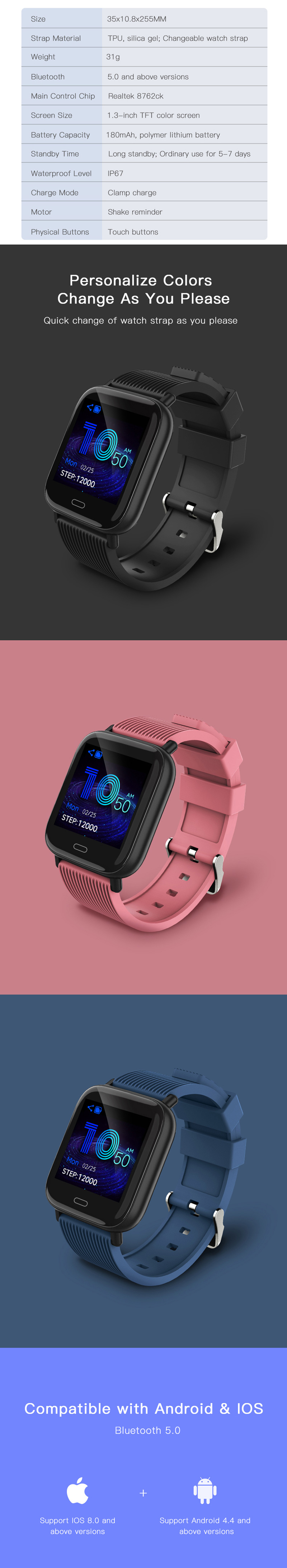 Bakeey G20 Dynamic UI Weather Target Setting HR Blood Pressure Oxygen Monitor bluetooth5.0 Smart Watch 44