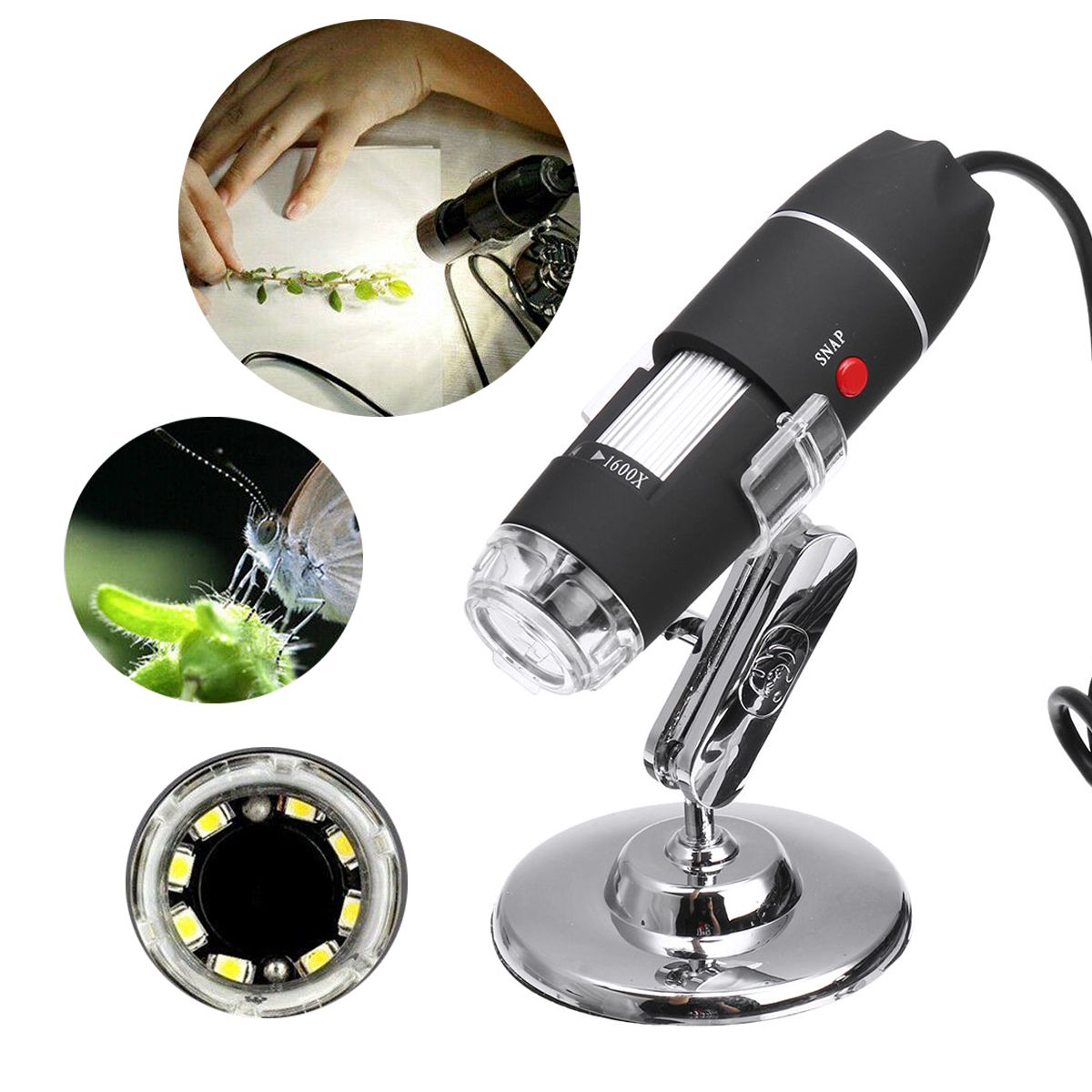

1600X8 LED USB Zoom 3 In1 Цифровой микроскоп Портативный биологический USB-микроскоп Увеличение