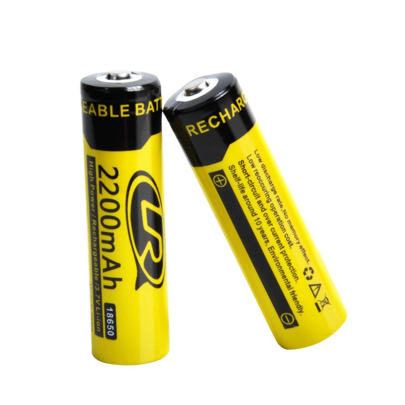 

2PCS LR 18650 3.7V 2200mAh Rechargeable Lithium Battery for Flashlight Tools