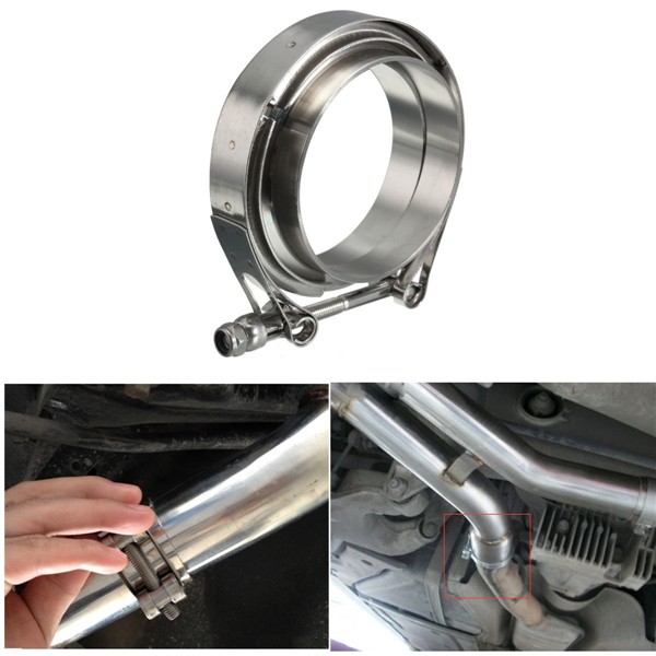 

2.5Inch V-Band Clamp with Flanges Turbo Exhaust Down Pipe Universal Stainless 63mm