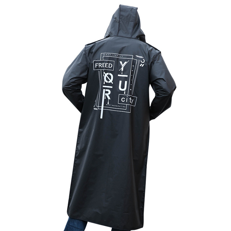 

Outdoor Men Long Style Fashion Raincoat EVA Adult Black Damp Raincoat Customization Logo