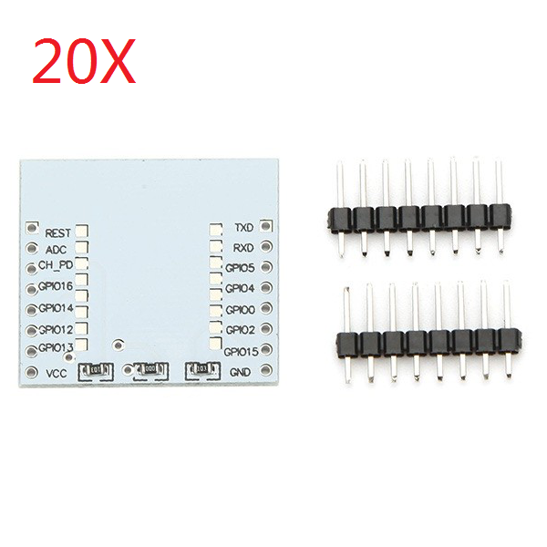 

20Pcs Serial Port WIFI ESP8266 Module Adapter Plate With IO Lead Out For ESP-07 ESP-08 ESP-12