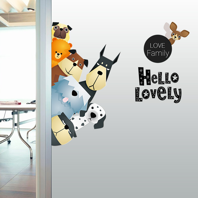 

Cartoon Wall Stickers Cute Animals A Pro - Green Living Room Sofa Posted Children 's Room Paste