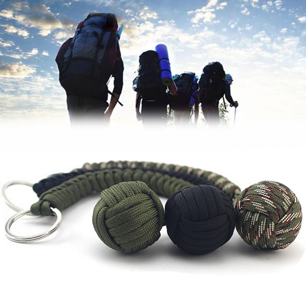 Outdoor Survival Stainless Steel Ball Key Holder Keychian Ring