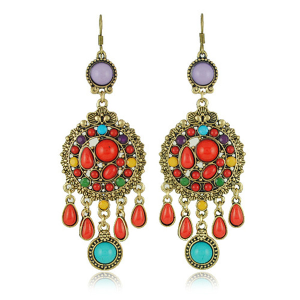 

Bohemian Colorful Ethnic Tassel Ear Drop Earrings Piercing Earring for Women
