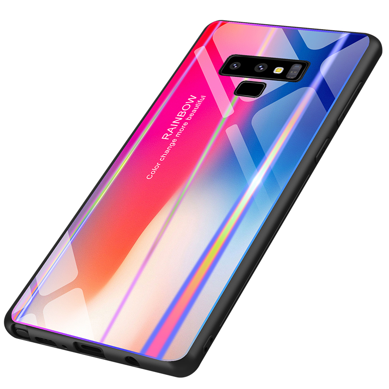 

Bakeey Rainbow Gradient Color Tempered Glass Back Cover+TPU Frame Protective Case For Samsung Galaxy Note 9/S9/S9 Plus