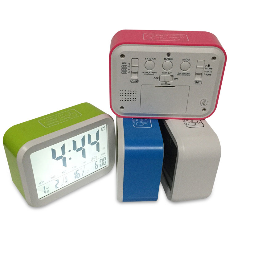 

ABS LED Night Light Digital Thermometer Large LCD Display Clock Snooze Function with Calendar Desktop Alarm Clock Electronic Kids Clock Light Sensor Nightlight Office Table Clock Student Clock