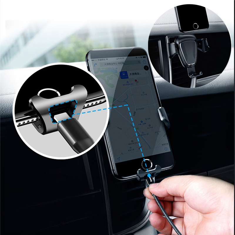 

Gravity Linkage Car Air Vent Phone Holder 360° Rotatable Bracket Universal for iPhone XS XR X