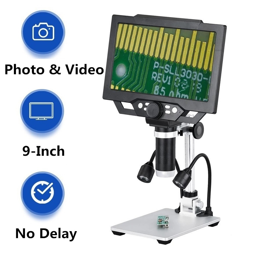 G1600 Microscopio con Monitor 9 Pollici da 12 Megapixel 1-1600X Continuo con Luce a LED 1